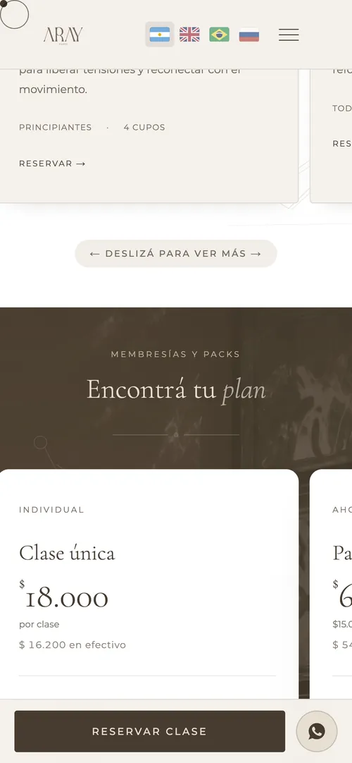 Aray Pilates: versão mobile