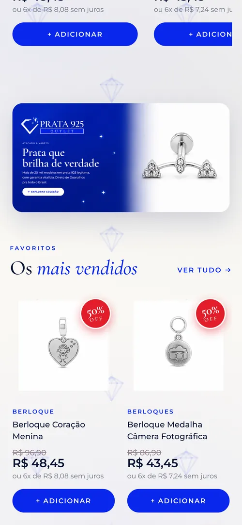 Outlet das Pratas: versão mobile